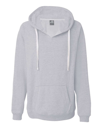 Women's Sueded V-Neck Hooded Sweatshirt - 8836