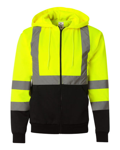 Unisex Hi-Vis Full-Zip Hooded Sweatshirt - JS102-103