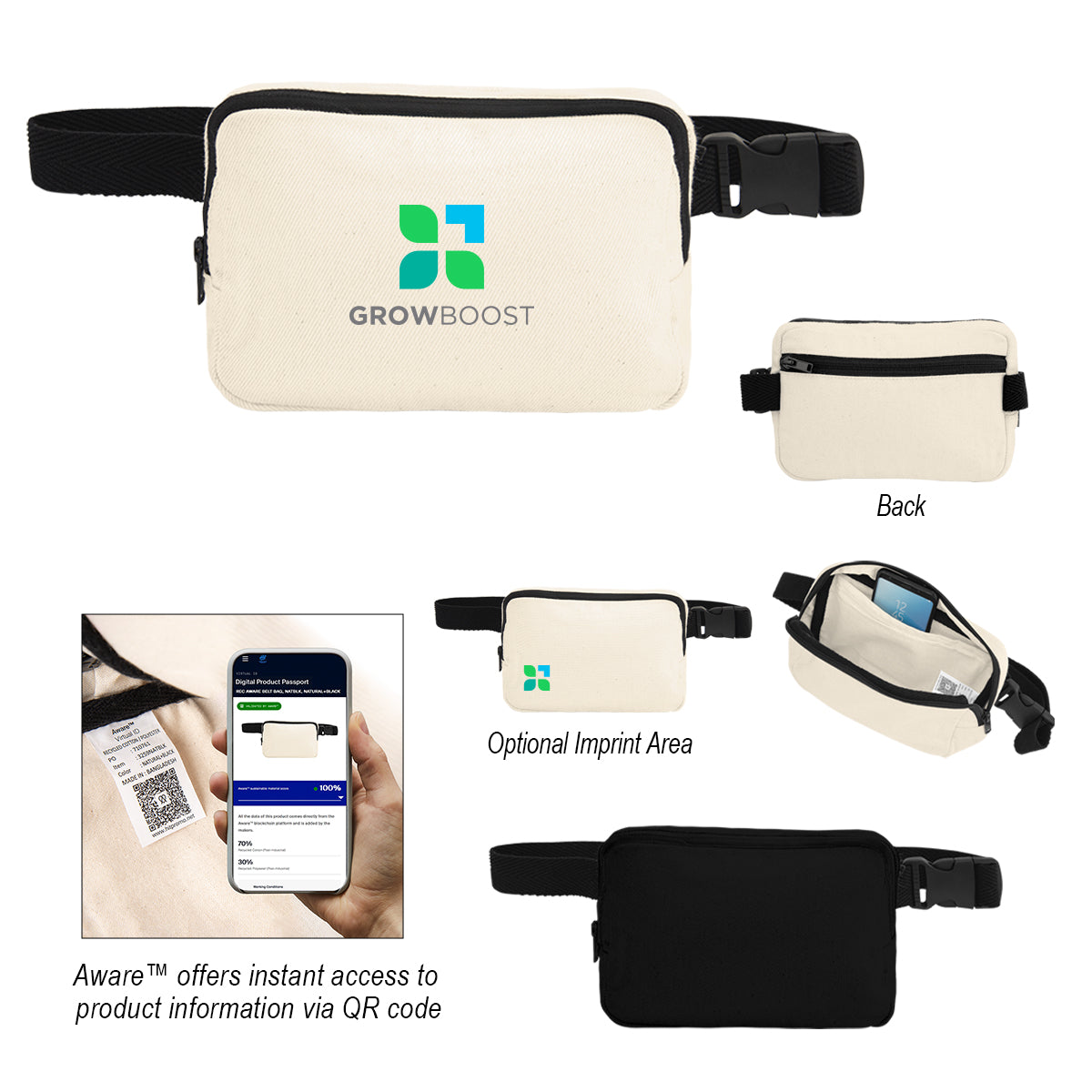 BLACK WITH BLACK Aware™ Recycled Cotton Canvas Anywhere Belt Bag