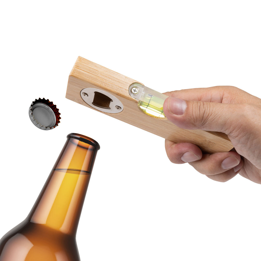 Borinda Bamboo Bottle Opener w/Level
