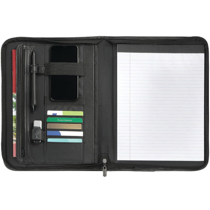 Front View of Black FSC® Mix Burke Zippered Padfolio