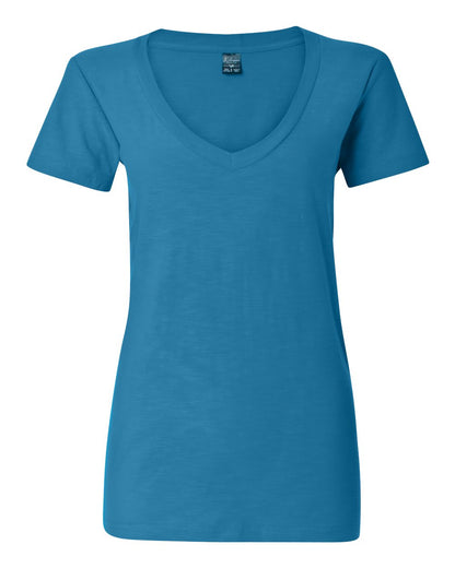 Women's V-Neck Slub T-Shirt - 8169
