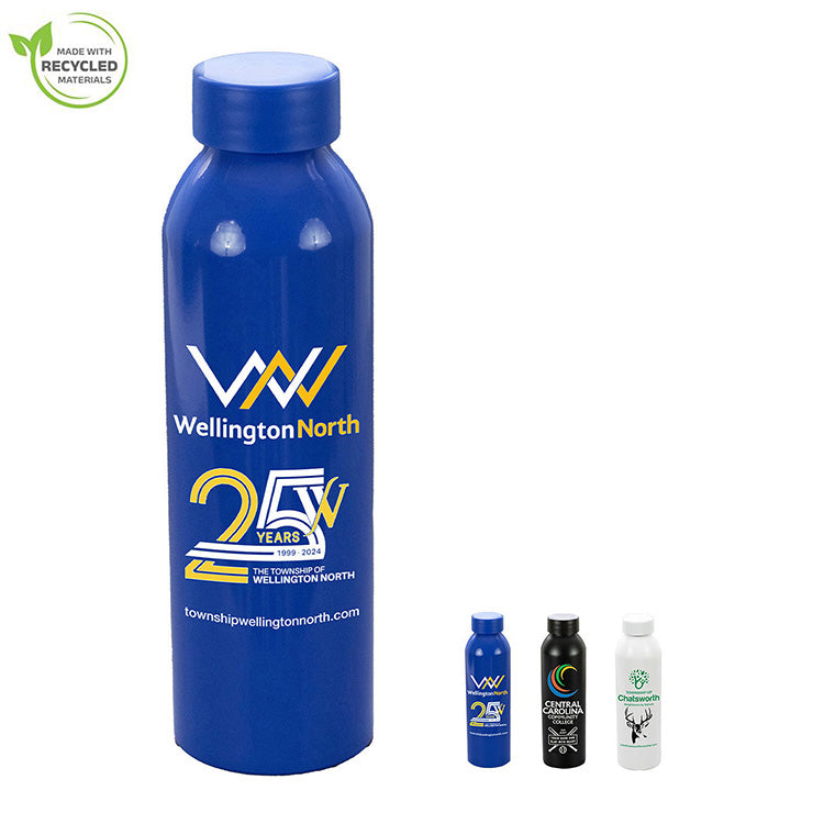 "STREAMLINER" 22 OZ Recycled RPET Aluminum Bottle With Low - Prile Lid