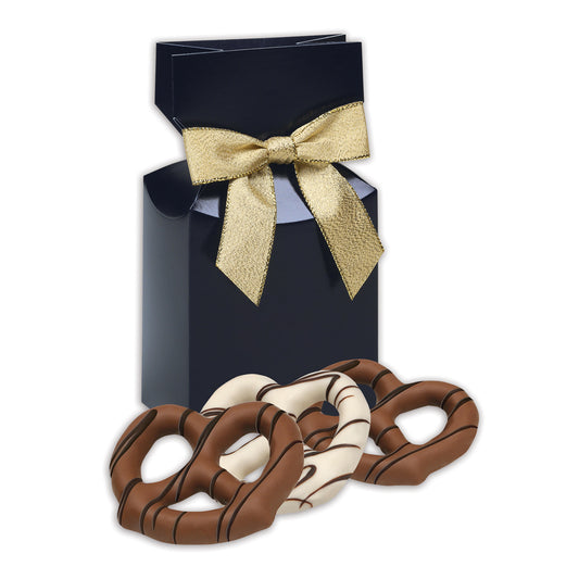 Chocolate Covered Pretzels in Navy Premiun Delights Gift Box