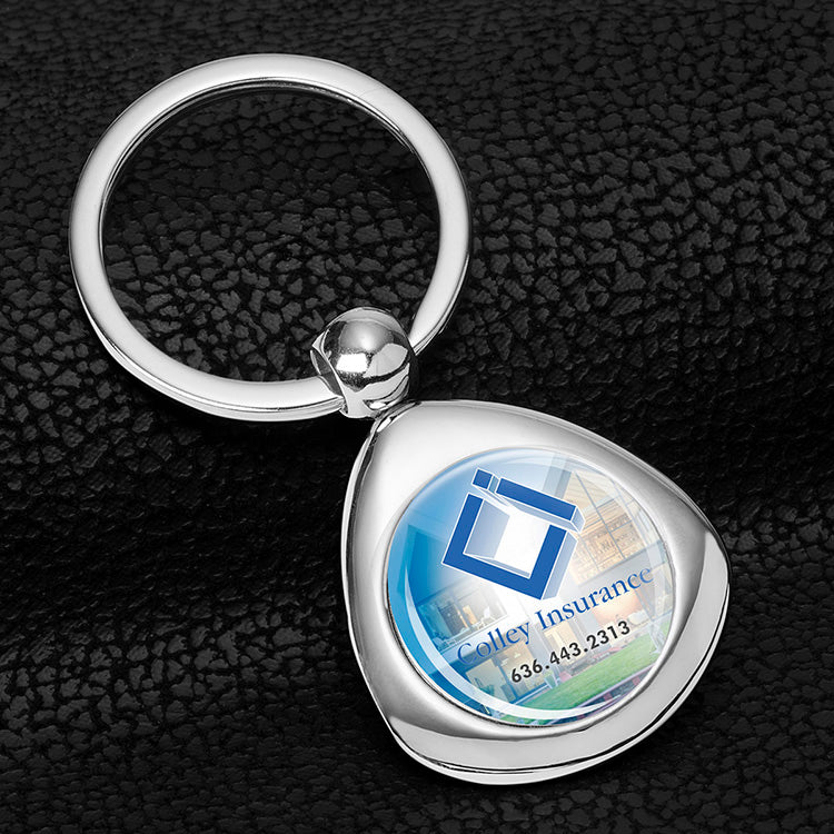 “Geo” Economy Metal Keyholder with PhotoImage Full Color Domed Imprint