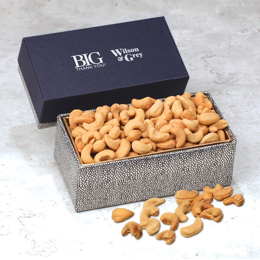 Fancy Cashews in Navy & Silver Gift Box