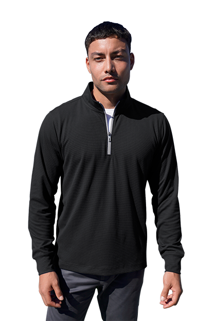 Black Grid ¼ Zip Pullover  - S