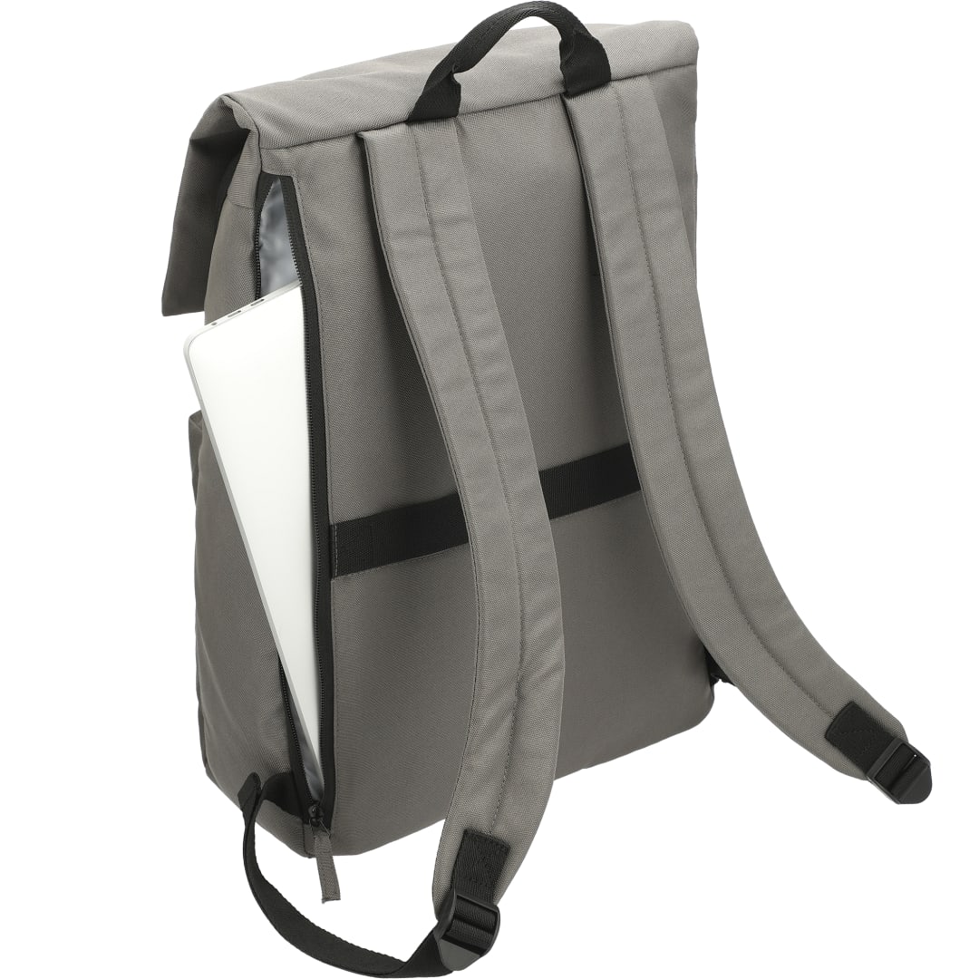 Front View of Gray Merritt Recycled 15" Computer Backpack