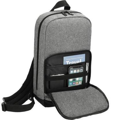 Front View of Gray Graphite Deluxe Recycled Sling Backpack