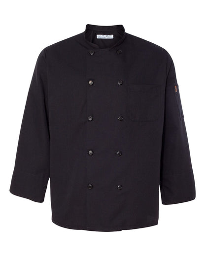 Ten Pearl Button Black Chef Coat - 0425