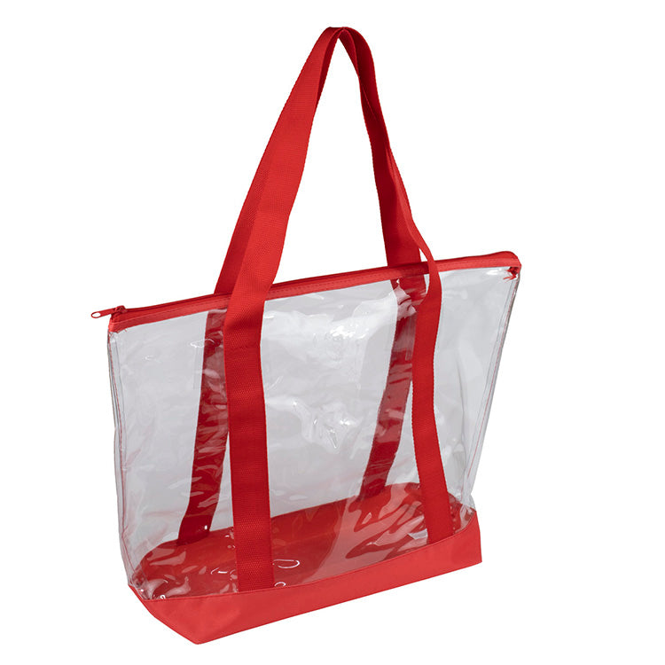 19”W x 13 ½”H x 6”Gusset - "BONDI" Jumbo Clear Zippered Tote Bag