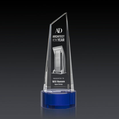 Akron Tower 3D Award on Base - Blue