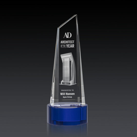 Akron Tower 3D Award on Base - Blue