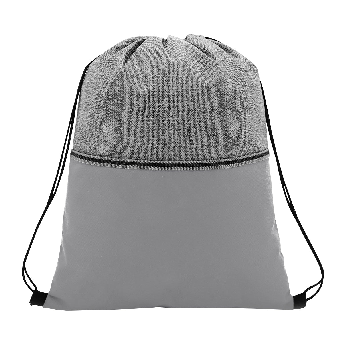 GRAY WITH GRAY Color Basics Heathered Non-Woven Drawstring Bag