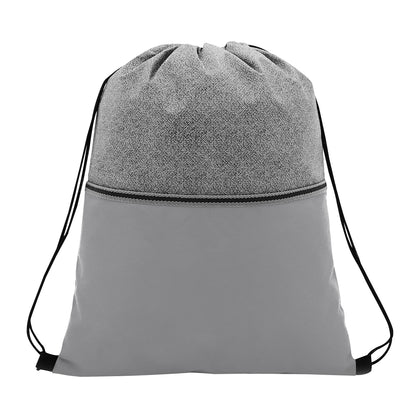 GRAY WITH GRAY Color Basics Heathered Non-Woven Drawstring Bag