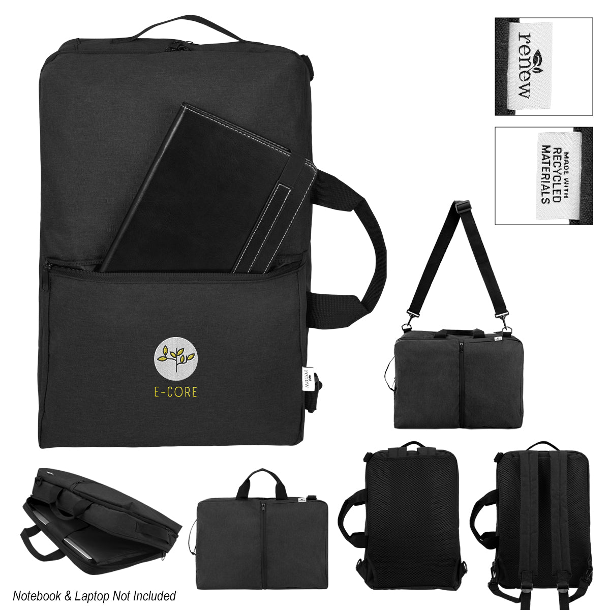 HEATHERED BLACK Sophie 3-In-1 Convertible rPET Backpack