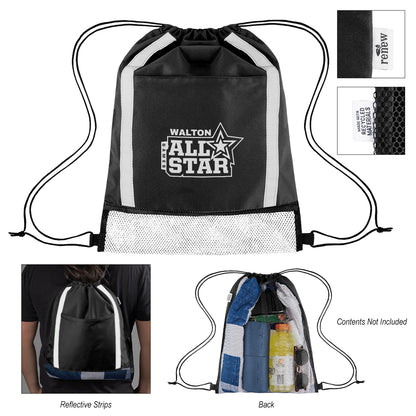 Game Time rPET Reflective Drawstring Bag