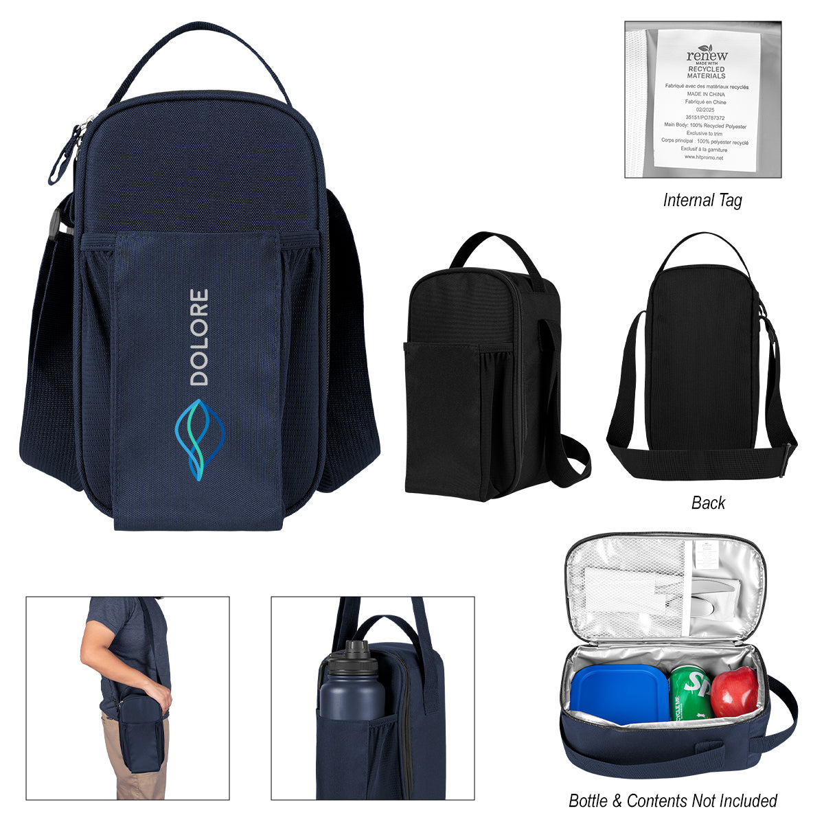 BLACK Weston rPET 4 Can Cooler Sling Bag