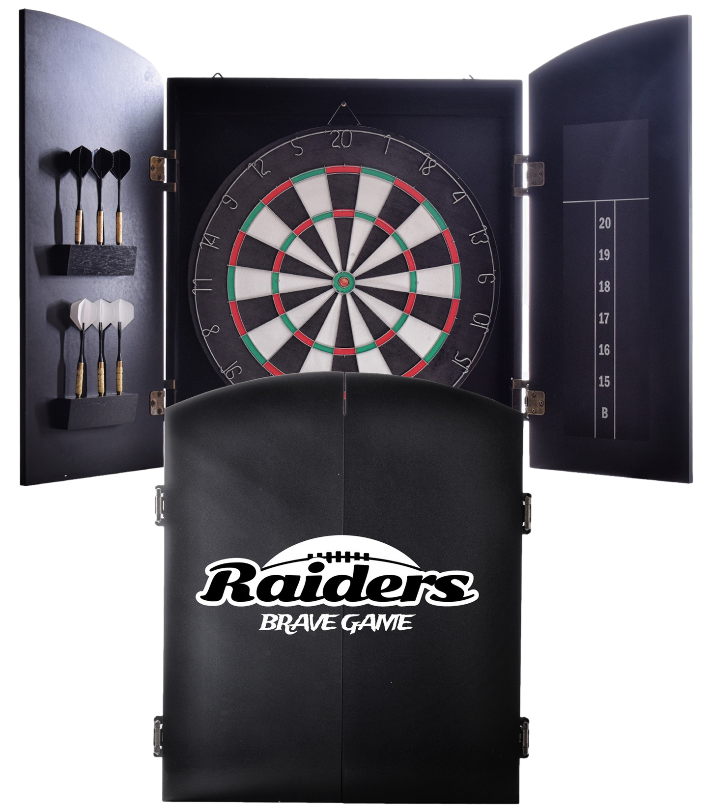 Black Dartboard with Cabinet