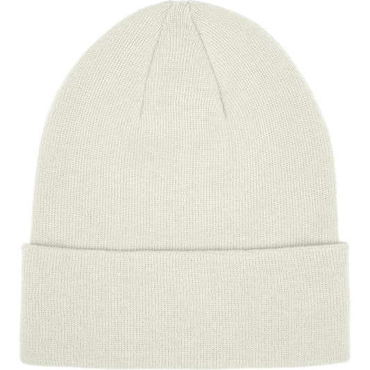 Front View of White Recycled Knit Beanie - Unisex