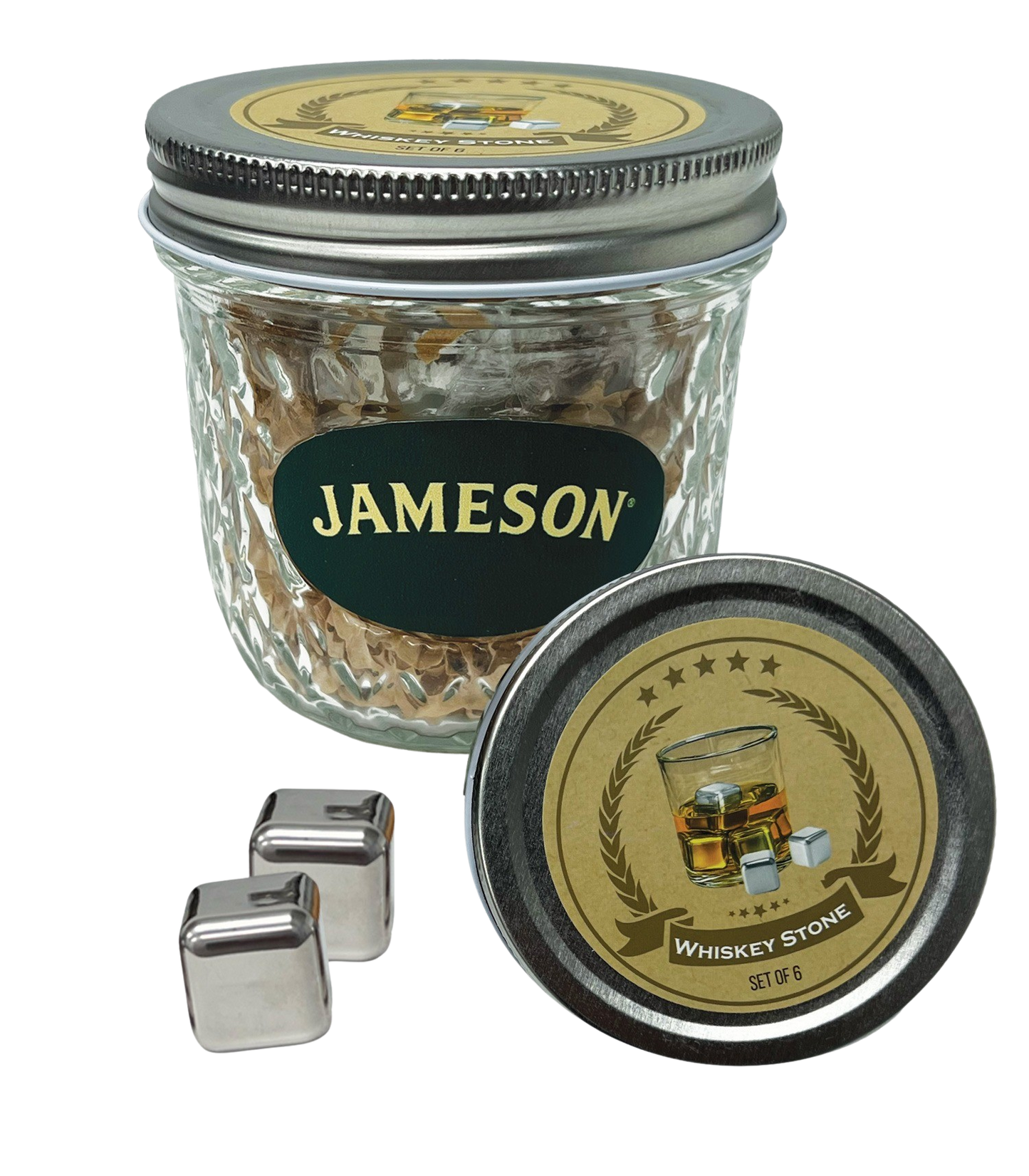 Glass Jar Whiskey Stone Gift Set