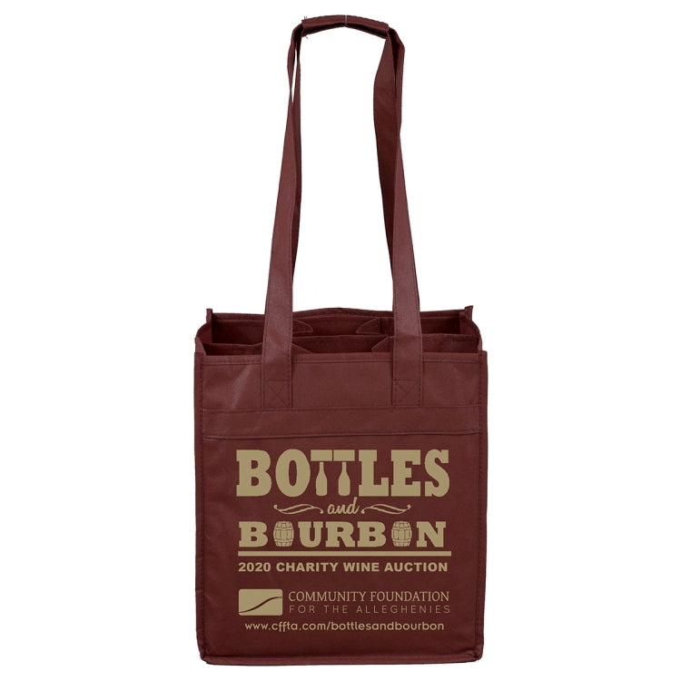 10"W x 11"H x 7”Gusset - "THE SONOMA" 6 Bottle Wine Tote Bag