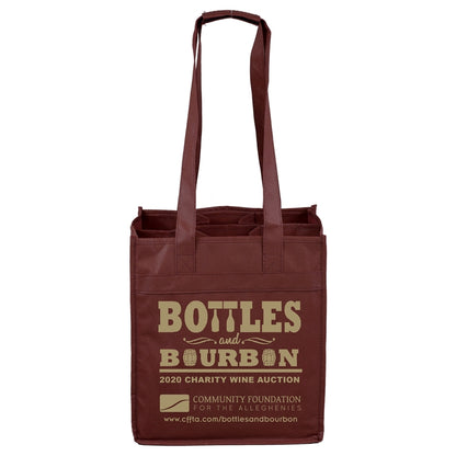 10"W x 11"H x 7”Gusset - "THE SONOMA" 6 Bottle Wine Tote Bag