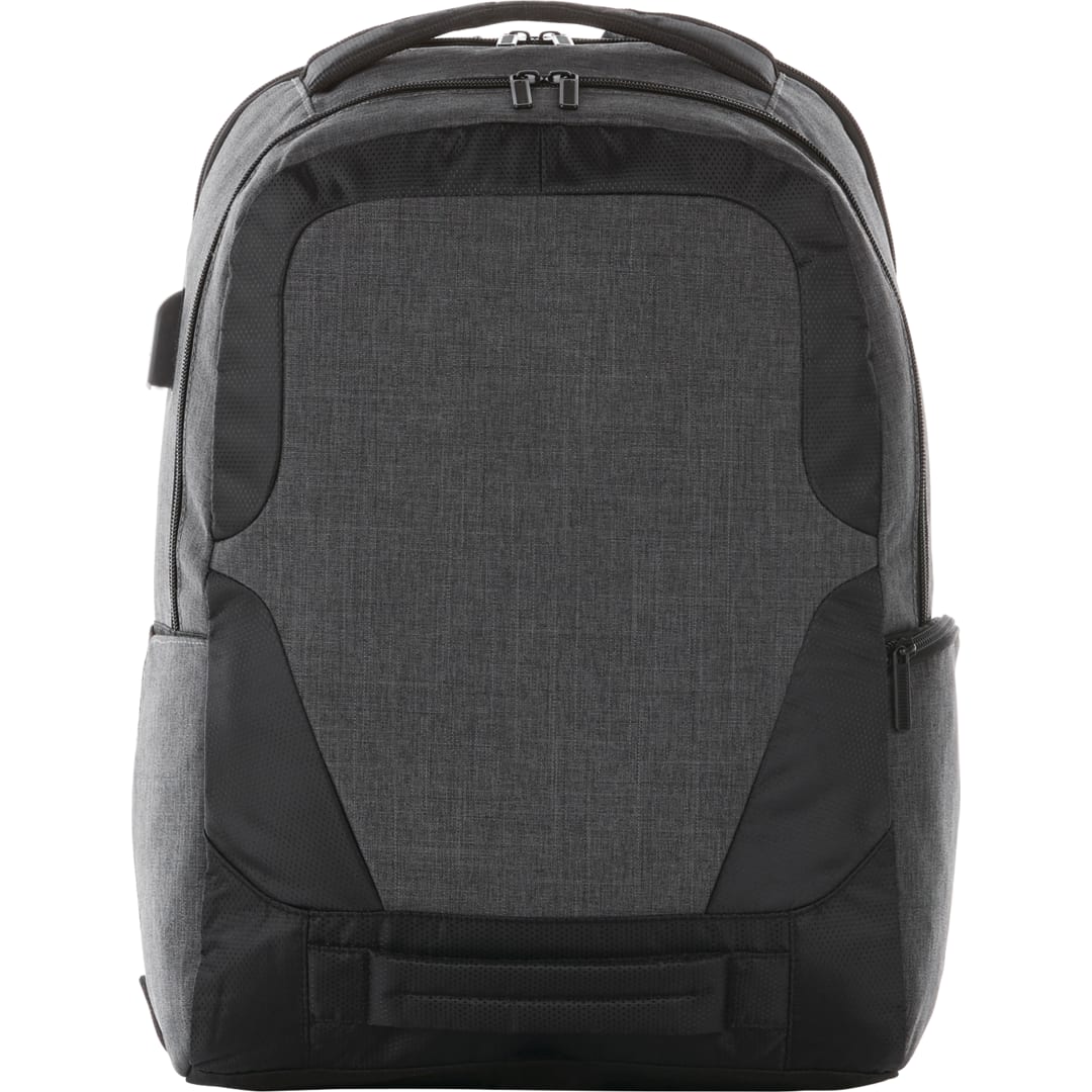 Front View of Gray Overland 17" TSA Computer Backpack w/ USB Port