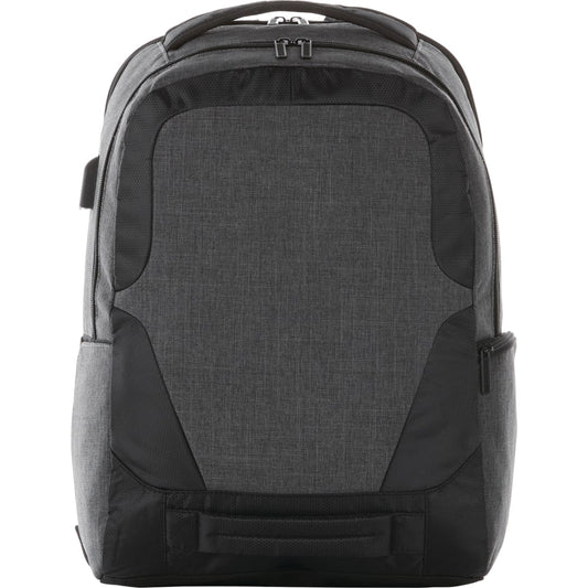 Front View of Gray Overland 17" TSA Computer Backpack w/ USB Port