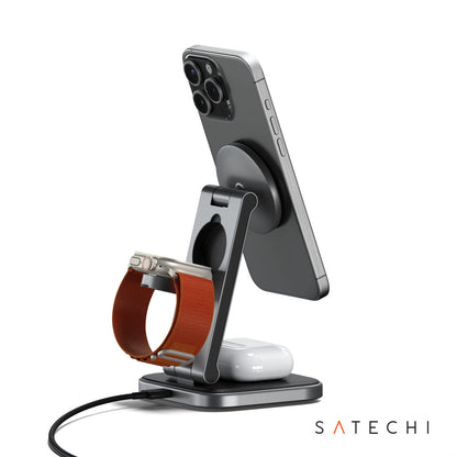 SATECHI® 3-in-1 Qi2 Wireless Charging Stand Type A,C,G Plugs