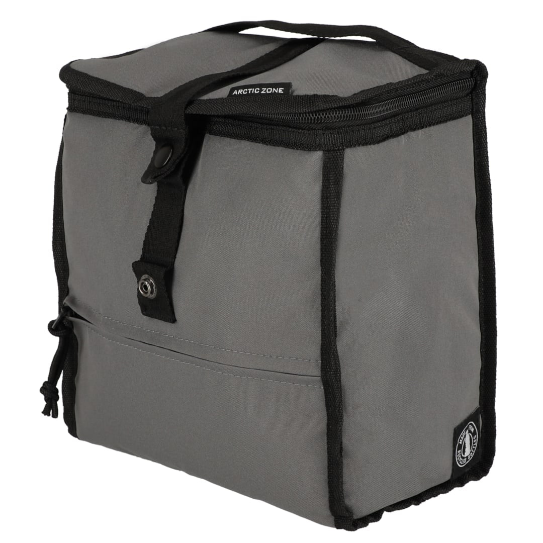 Front View of Gray Arctic Zone® Repreve® 6 Can Lunch Cooler
