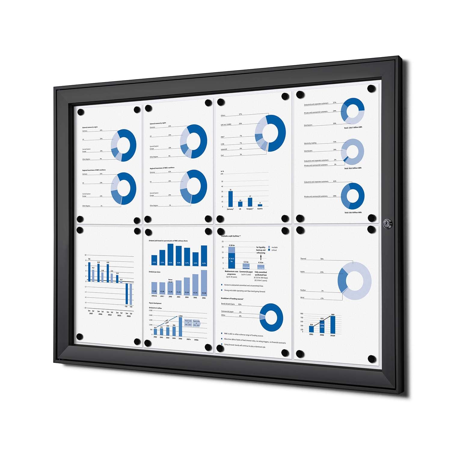 38"W x 28"H Indoor Enclosed Bulletin Board Black