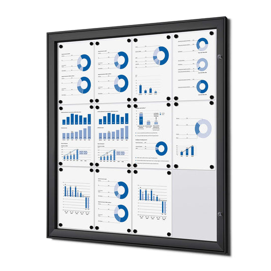 38"W x 40"H Indoor Enclosed Bulletin Board Black