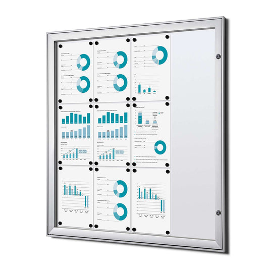38"W x 40"H Indoor Enclosed Bulletin Board Silver FR