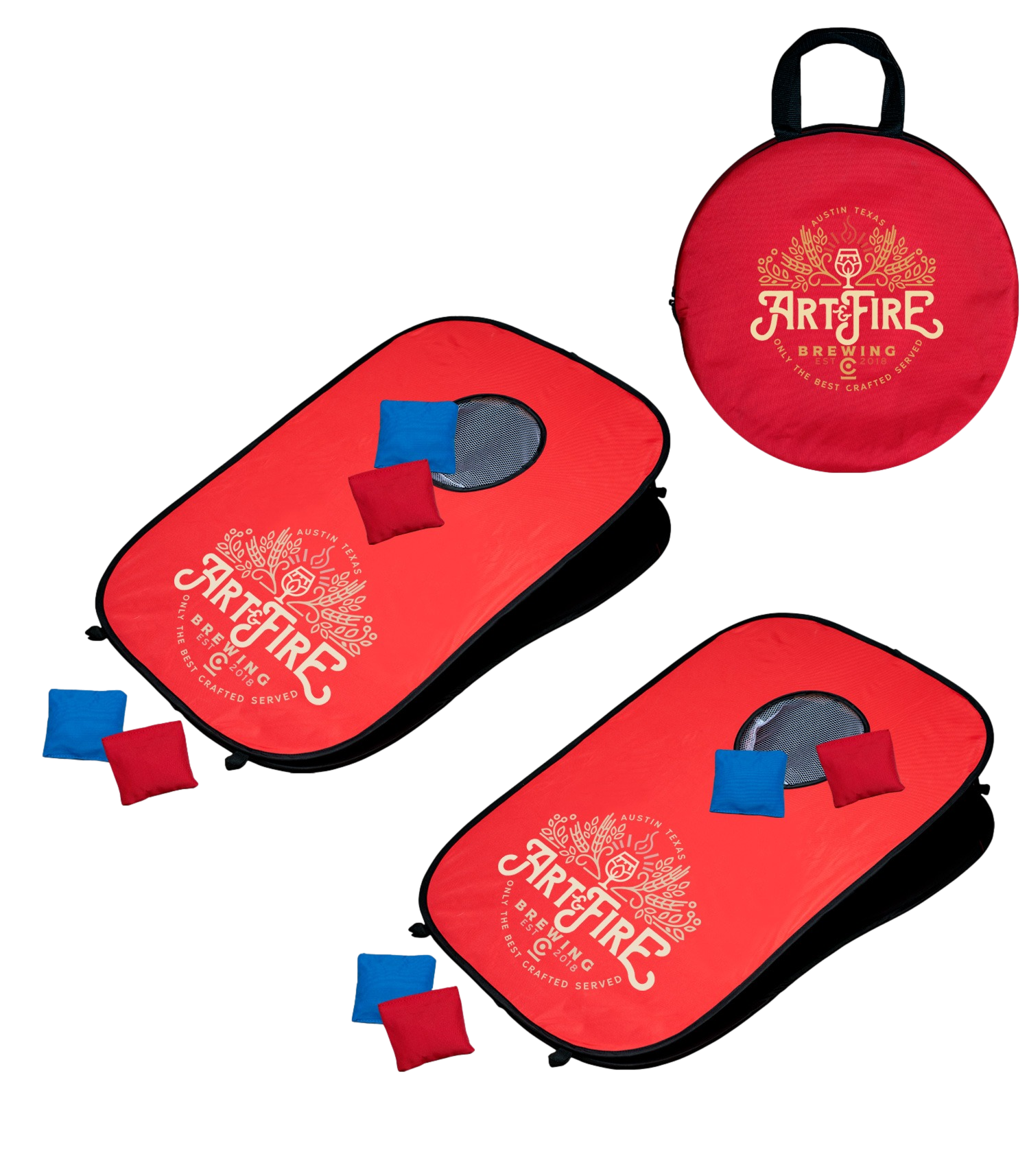Black Portable Pop-Up Cornhole Game