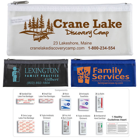 Trans Blue "FERNWOOD" 24 Piece First Aid Kit in Zipper Kit