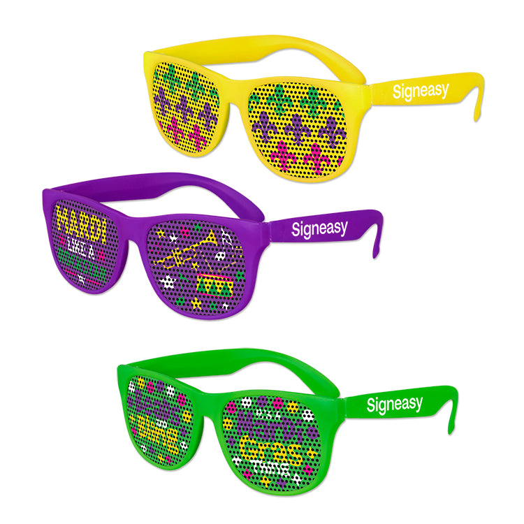 Assorted Colors Mardi Gras Art Pinhole Sunglasses