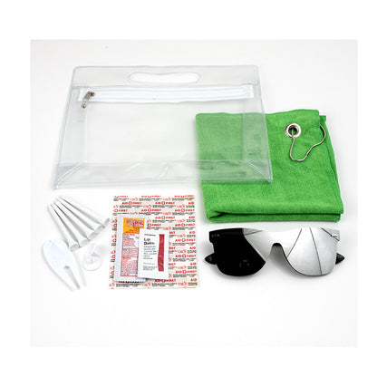 "LAYOVER" 16 Piece Golf Kit in Travel Pack with Components inserted into Zipper Kit