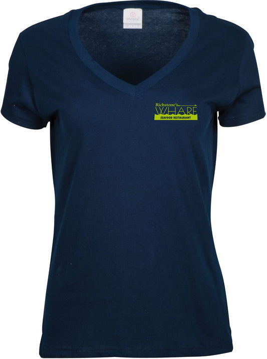 LADIES COTTON V-NECK T-SHIRT