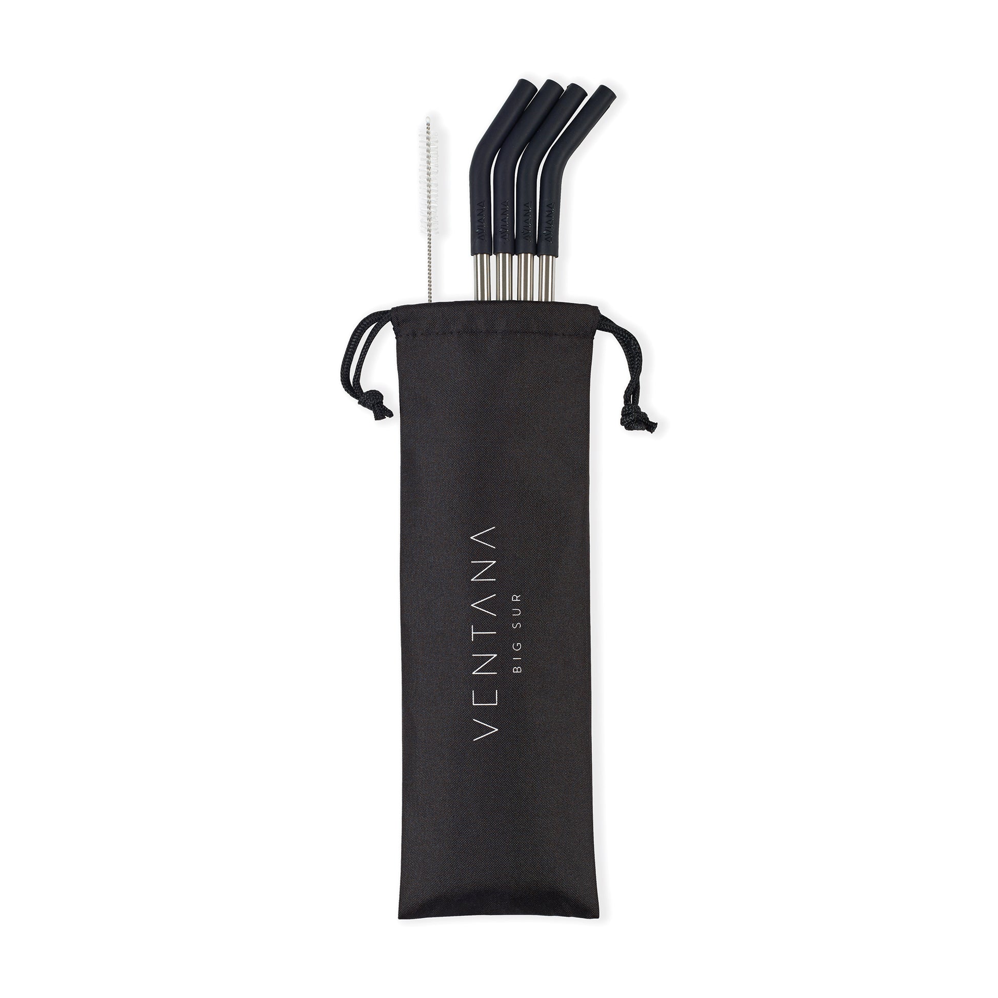 Black Aviana™ Poppy 4-Pack Stainless Straw Set