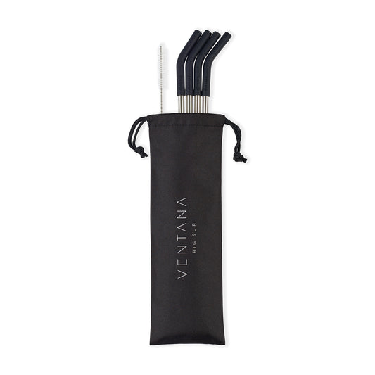Black Aviana™ Poppy 4-Pack Stainless Straw Set