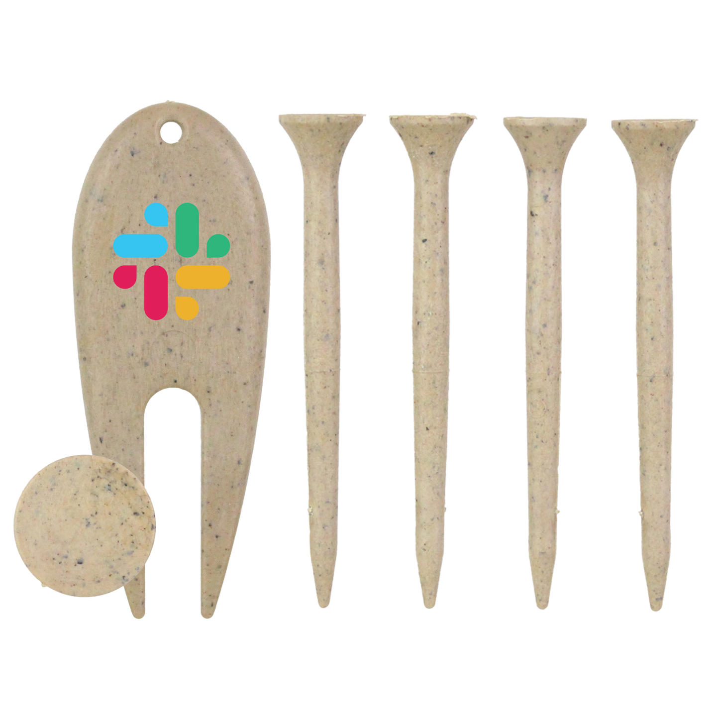 4 Coffee Golf Tees with Coffee Divot Tool and Ball Marker