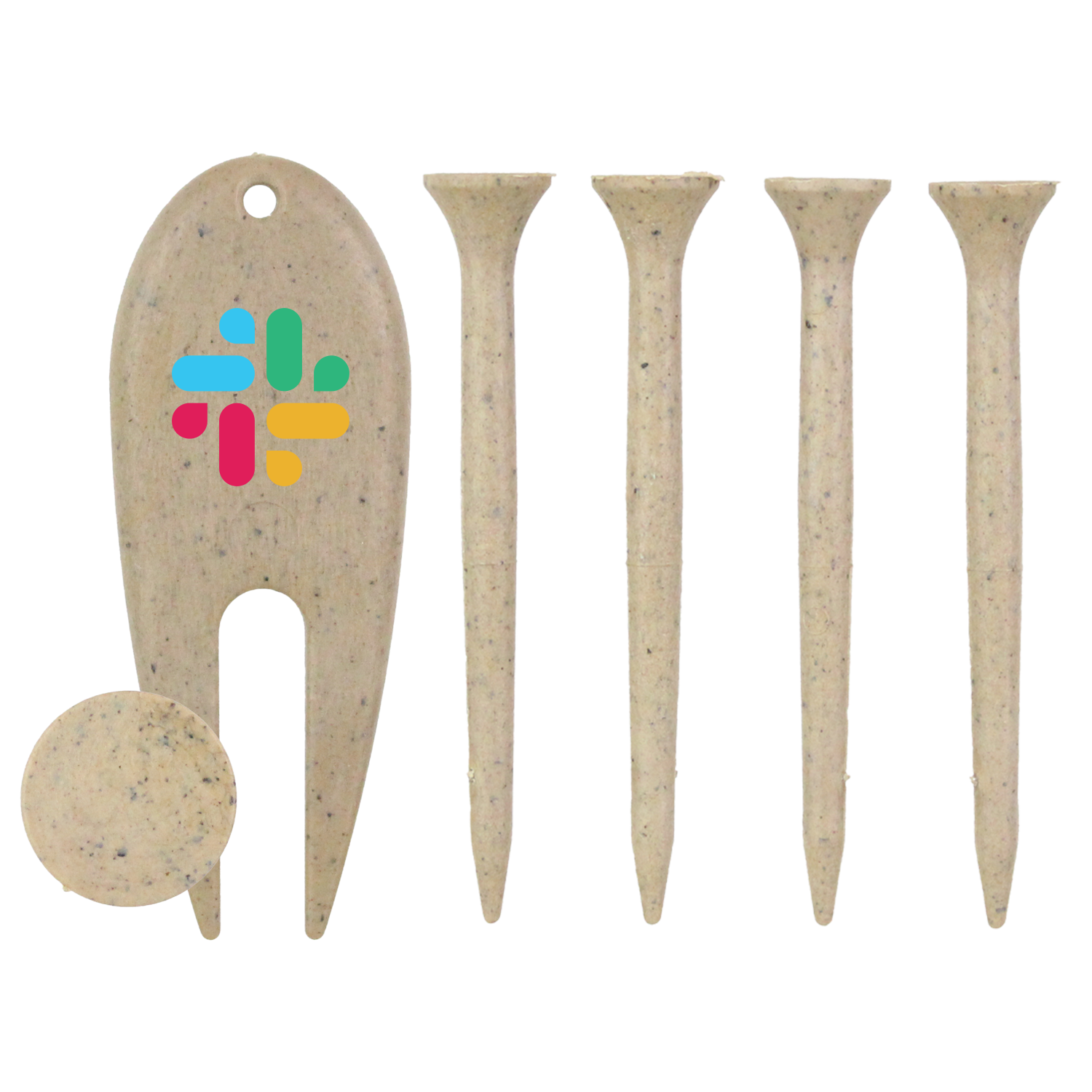 4 Coffee Golf Tees with Coffee Divot Tool and Ball Marker