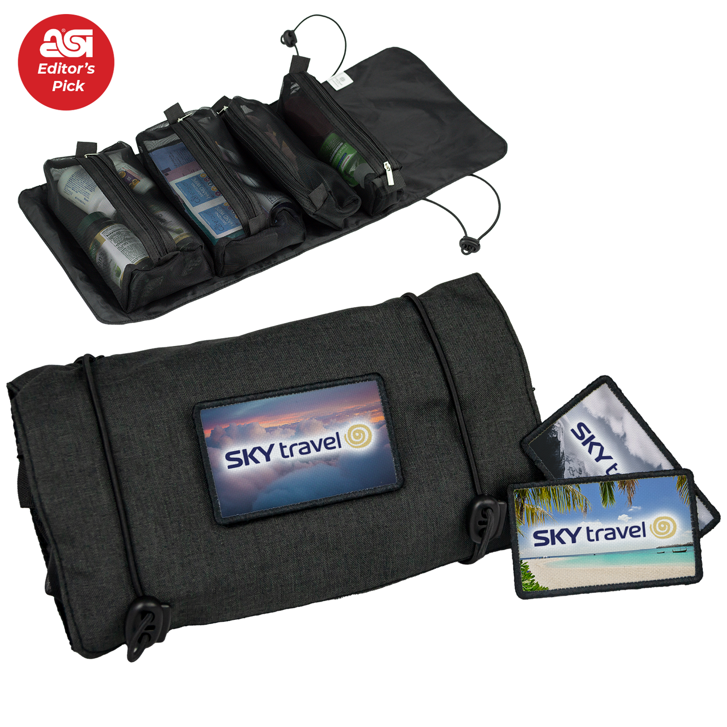 Black 4 In 1 Travel Organizer with 3 patches