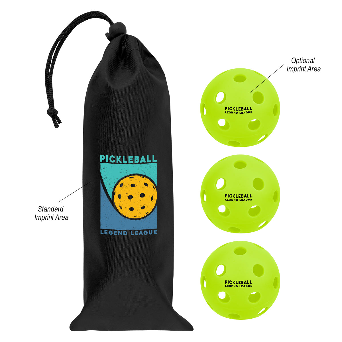 BLACK WITH LIME Pickleball Indoor Ball Set