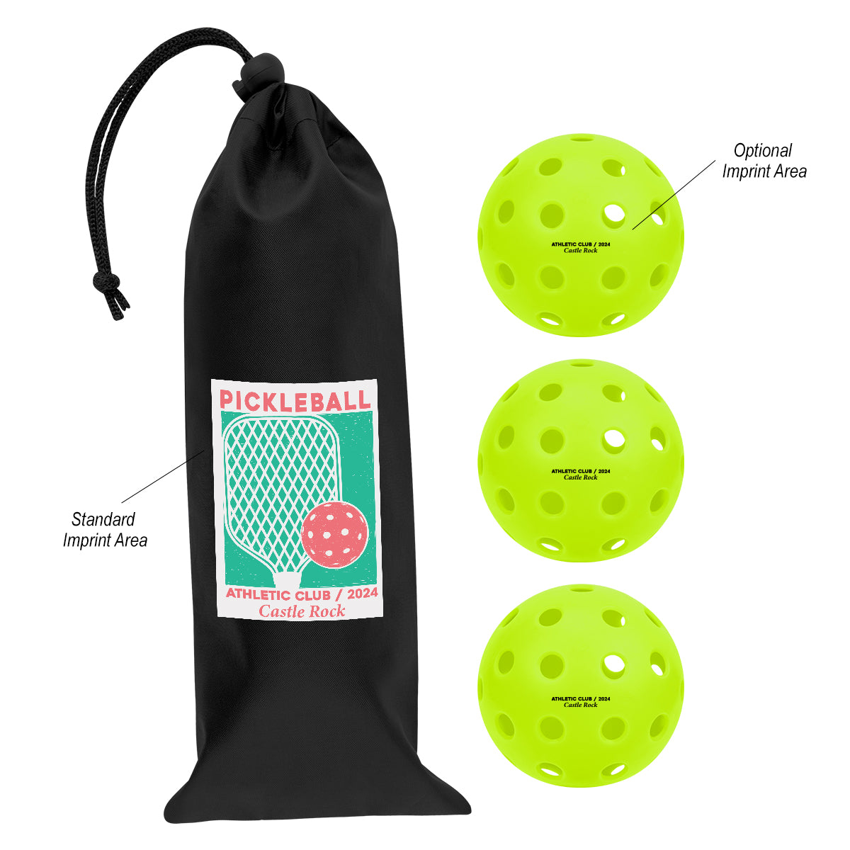 BLACK WITH LIME Pickleball Outdoor Ball Set
