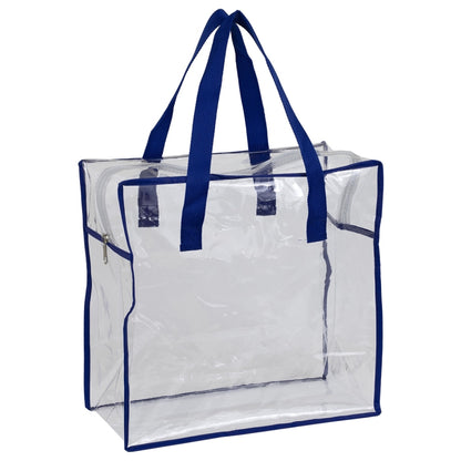 12"W x 12"H x 6"Gusset – “ARETE" Clear Vinyl Stadium Compliant Tote Bag with Zipper