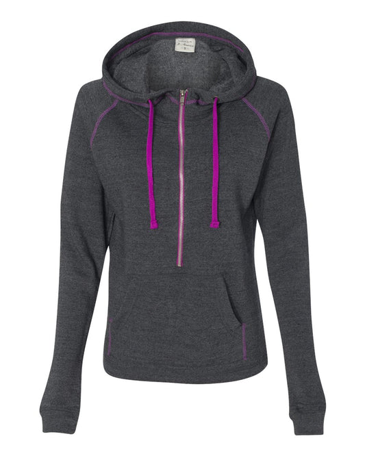 Women's Triblend Half-Zip Hooded Sweatshirt - 8876
