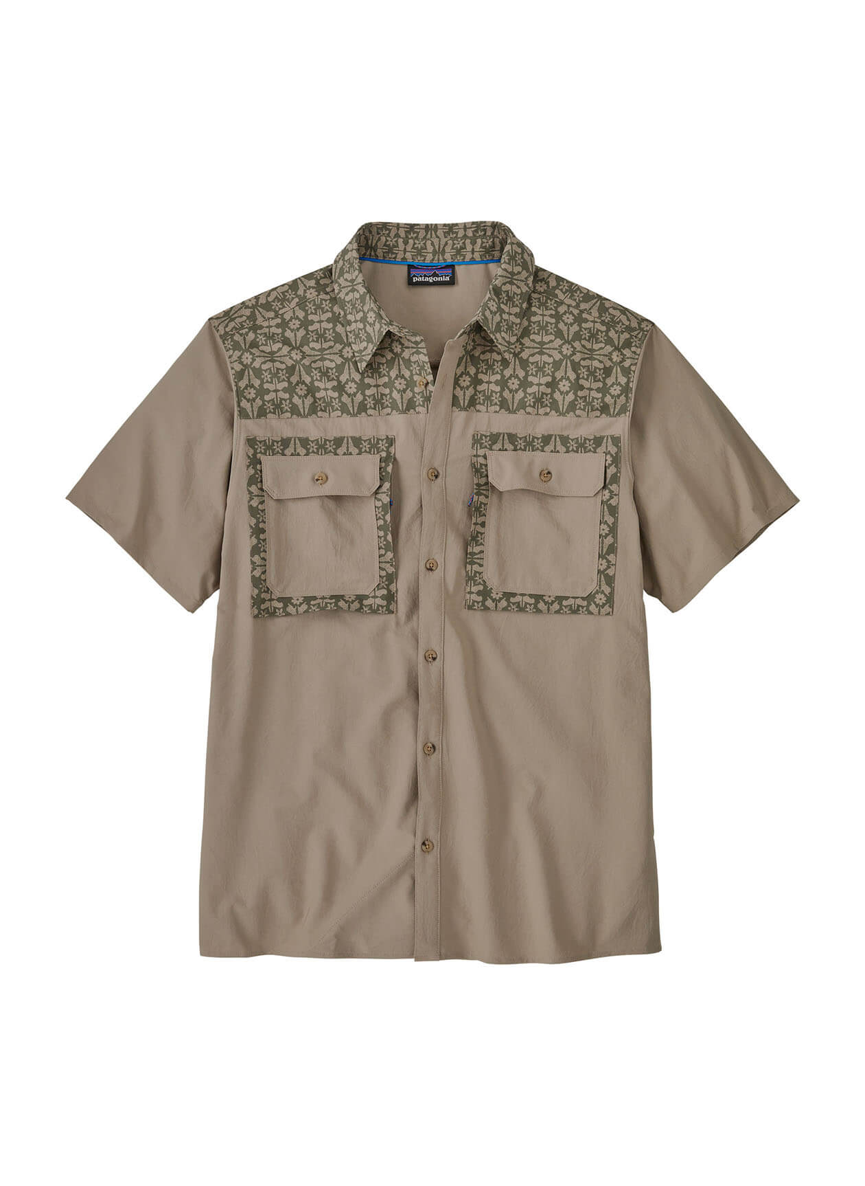 Patagonia Men's Self Guided Short-Sleeve Sun Shirt - Marmot Field: Beeswax Tan - SM