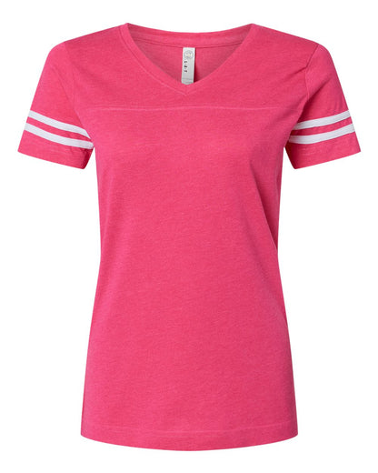 Women's Football V-Neck Fine Jersey Tee - 3537
